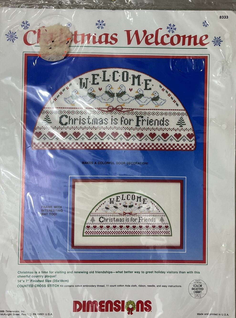 Vtg Dimensions Christmas is for Friends 1986 Cross Stitch Kit 8333 NIP